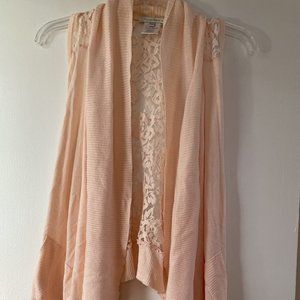 Costa Blanca Blush Lace Back Waterfall Tank Cardigan Womens Size Small